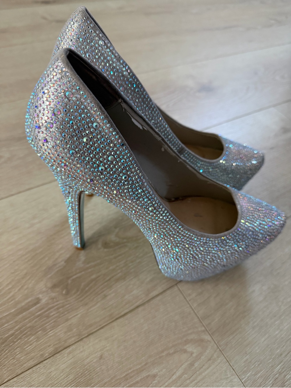 Betsey Johnson WISH Platform Wedding Crystals Bling Daffodil Pump Shoes 10 US - Picture 1 of 8